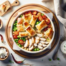 Deconstructed Chicken Pot Pie Delight with Flaky Puff Pastry