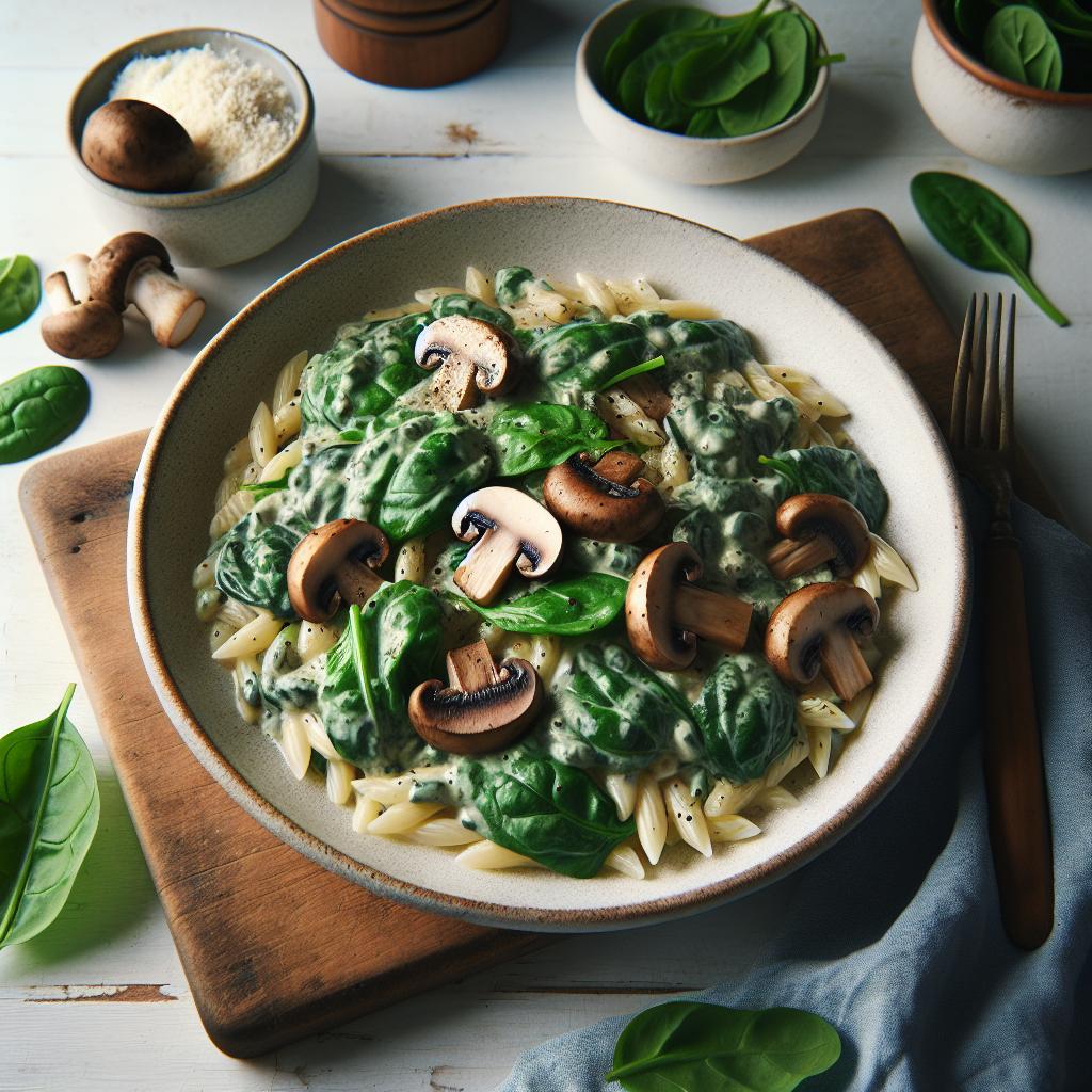 Velvety Spinach & Mushroom Orzo: A Creamy Delight Recipe