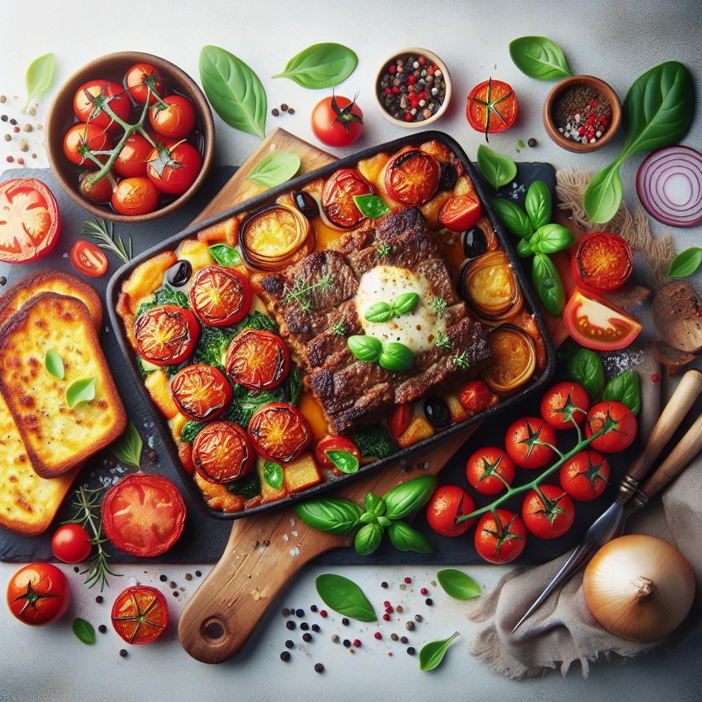 Savor Beef Moussaka & Roasted Tomato Bruschetta-No Alcohol
