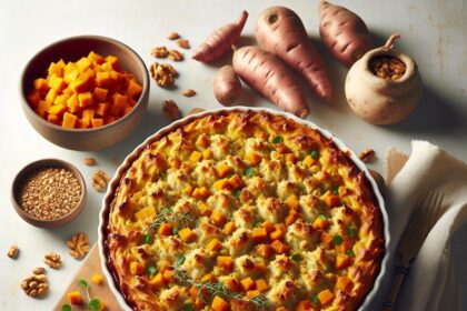Hearty Turkey Shepherd’s Pie with Nutty Sweet Potato Topping
